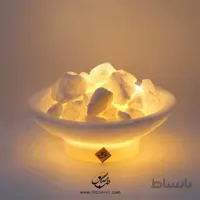 آباژور سنگ نمک طرح کاسه گرد پایه سنگی