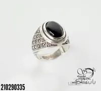 انگشتر نقره مردانه نگین مشکی اونیکس