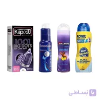 پک زناشویی همه کاره (ژل روان کننده کدکس + ژل حجم دهنده گالاردو + ژل تاخیری ایموشن + کاندوم خار درشت کاپوت)