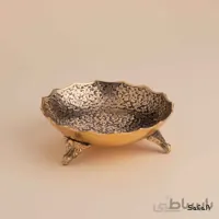 کاسه سه پایه برنجی میناکاری طرح تاج