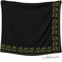 روسری حریر مشکی گلدوزی گل طلایی