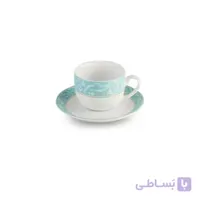 سرویس چای خوری 12 پارچه چینی زرین سری ایتالیا اف مدل آتن فیروزه ای درجه عالی