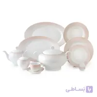 چینی زرین 12 نفره مریدین رزگلد ایتالیا اف درجه عالی ا Zarin Iran Dinnerware Set Italia_F Mridin Rosegold 102 Pieces Complete Porcelain High Garde