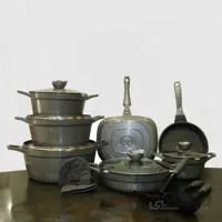 سرویس قابلمه 16 پارچه طوسی نقره ای لاین یونیک مدل UN-7724