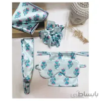 ست اکسسوری پارچه ای طرح بهاری سبزآبی