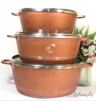 سرویس قابلمه 6 پارچ طرح چدن قهوه ای دیاموند