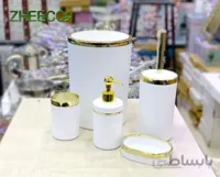 ست سرویس بهداشتی ۵ تکه اکرولیک سفید طلایی