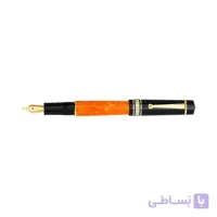 خودنویس یوروپن VOLCANO مشکى - نارنجى با حلقه میانى نقره و قطعات روکش طلاى 22 عیار و نوك طلاى 22 عیار