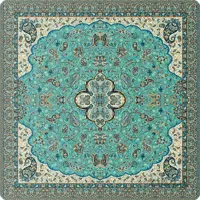 رومیزی مربع ترمه طرح سالار مشکی ابریشم کد 710 کد 410586