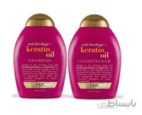 پک شامپو و نرم کننده روغن کراتین او جی ایکس OGX اصل | تقویتی و ضد موخوره قوی ا OGX ANTI BREAKAGE KERATIN OIL SHAMPOO & Conditioner
