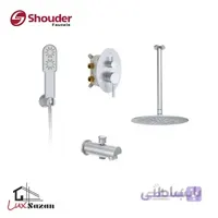 شیر توکار حمام شودر مدل روگن کروم مات (سردوش برنجی) تیپ 1