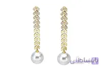 گوشواره آویز پایه نقره طرح ریسه و مروارید