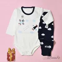ست بادی و شلوار پسرانه تاپ لاین طرح هواپیما کد 1118