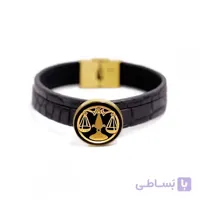 دستبند چرم روکش طلا سری ونوس ماه تولد مهر GLBM7