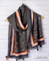 شال نخی وارداتی 100 درصد نخ چهارفصل منگوله دار دور چرخدوز قواره 200 در 75