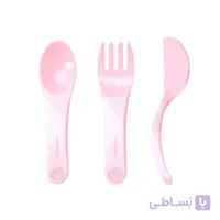 ست قاشق چنگال و کارد زاویه دار تویست شیک صورتی