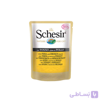 پوچ گربه با طعم ماهی تن و فیله مرغ شسیر Schesir Tuna & Chicken Fillets وزن 100 گرم