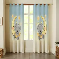 پرده پانچی چاپی طرح خرس و ماه