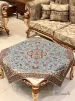 رومیزی مربع ترمه طرح سالار مشکی ابریشم کد 710 کد 410508