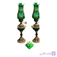چراغ لاله دو پوست کریستال سازان مدل تابان سبز رنگ کد CH1244
