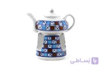 قوری وگرمکن چینی میبد مروارید طرح شطرنجی
