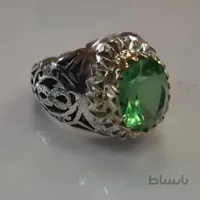 انگشتر نقره دستساز با نگین ابسیدین سبز افغانستان کد ۱۰۹۷۶