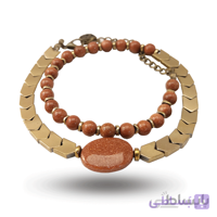 دستبند دو دور سنگ و حدید کد 0792