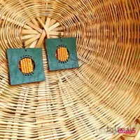 گوشواره چرم و منجوق مدل پند دوم