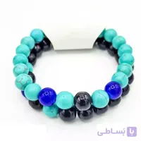 دستبند مهره ای دستساز مشکی ابی