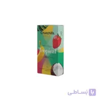 کاندوم چرچیلز مدل Tropical حاوی اسانس نارگیل و موز و توت فرنگی تعداد 12 عدد ا Churchills Tropical Condoms 12PSC