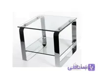 میز عسلی دو طبقه TB15 - آبکاری کروم و شیشه سفید ا TB15