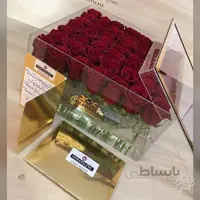 باکس شیشه ای لاکچری با 49 شاخه رز هلندی