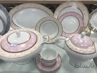 سرویس چینی رومنس طرح سولان صورتی 104 پارچه