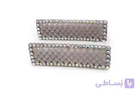 گیره انبری مخمل طوسی نگین دار