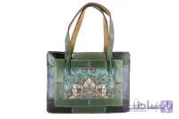 کیف دستی چرم طبیعی چهل تکه ترمه دوزی