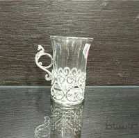لیوان قهوه خوری دسته دار ترکیب کریستال و نقره نما ۶ عدد کد ۱۰۲۲۳۰
