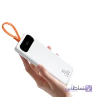 پاوربانک باسئوس مدل Block Digital Display PPBLK-02 ظرفیت 10000 میلی آمپر ساعت با توان 20 وات با کابل متصل لایتنینگ