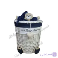سبد استوانه سایز بزرگ خرس تدی رنگ سرمه ای