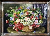 تابلو فرش گل رومیزی سبد دار ا Carpets of flowers, desktop basket hanging