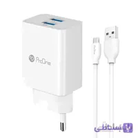 شارژر دیواری ProOne PWC525 2Port 3A 15W + کابل میکرو یو اس بی