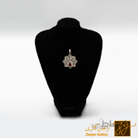 آویز گردنبند طرح شمسه با سنگ یاقوت کد 12