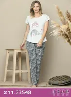 ست تی شرت و شلوار راحتی زنانه نخی 33548 ترک | سکسن | Sexen