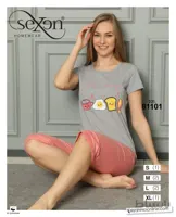 ست تیشرت و شلوارک خانگی زنانه 81101 ترک | سکسن | Sexen
