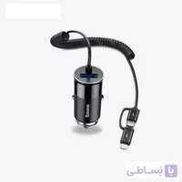 شارژر فندکی ۴٫۸ آمپر با کابل شارژ آیفون و تایپ سی بیسوس Baseus Enjoy Together 2-in-1 CCALL-EL01