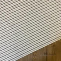 پارچه لنین راه راه رنگ شیری طوسی کد 2816