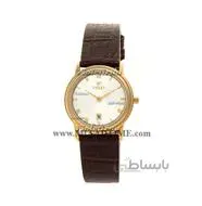 ساعت مچی ویولت زنانه کلاسیک گرد چرمی طلایی صفحه سفید شماره یونانی کد 0418/2L