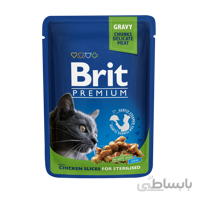 پوچ گربه بریت مدل Chicken Slices for Sterilised Chunk وزن 100 گرم