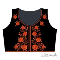 جلیقه مخمل مشکی طرح گل رُز