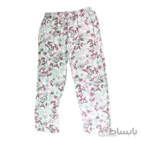 شلوار نخی راحتی زنانه صورتی گلدار
