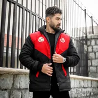 کاپشن مردانه مشکی قرمز مدل Arin